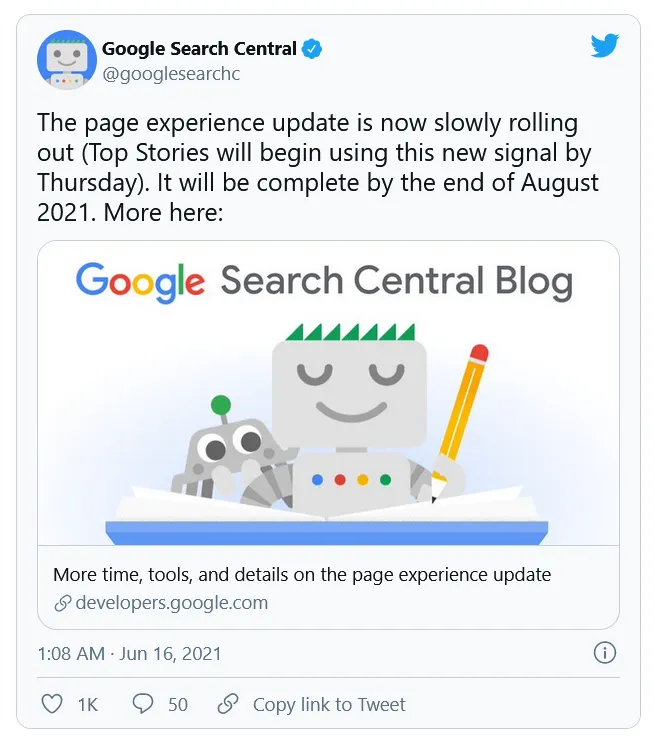 Google page experience update now slowly rolling out